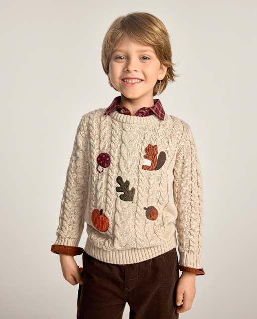 Boys Crochet Icon Cable Knit Sweater - The Harvest Edit - lbl_product_image_view_1