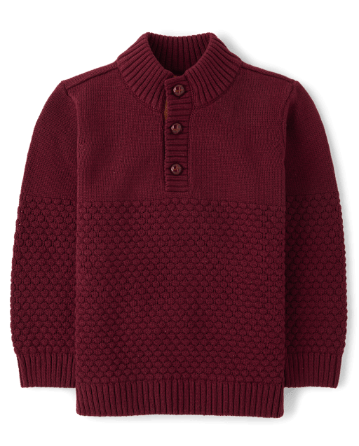 Boys Stitched Mock Neck Sweater - Little Essentials - lbl_product_image_view_1