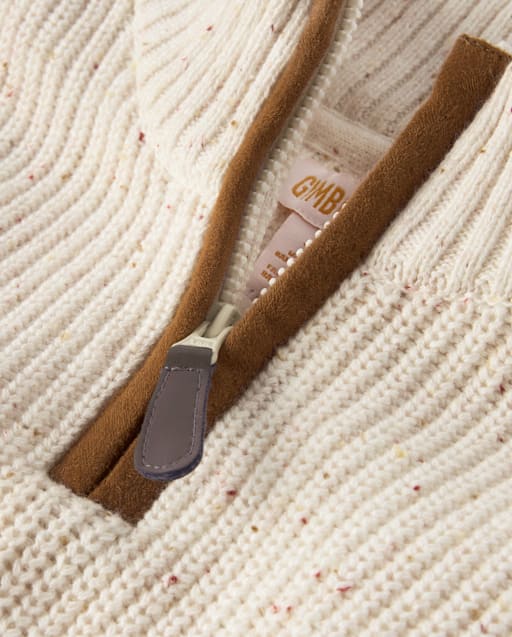 Boys Contrast Textured Quarter Zip Pullover - Little Essentials - lbl_product_image_view_2