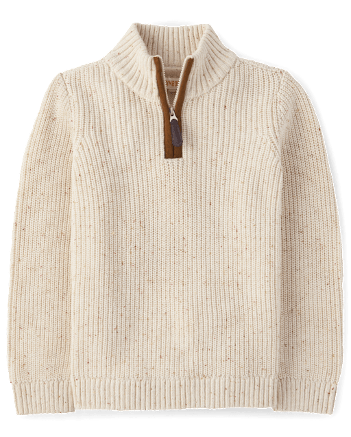 Boys Contrast Textured Quarter Zip Pullover - Little Essentials