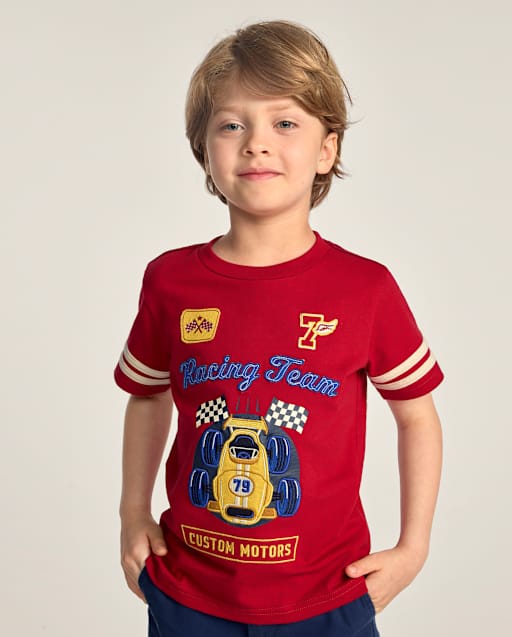Boys Applique Racecar Varsity Top - Collegiate Club