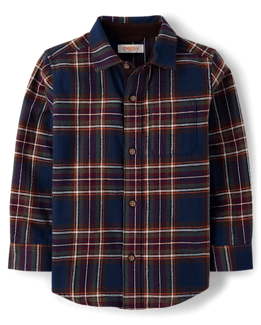 Boys Plaid Flannel Button Up Shirt - Blue Sky Mountain - lbl_product_image_view_2