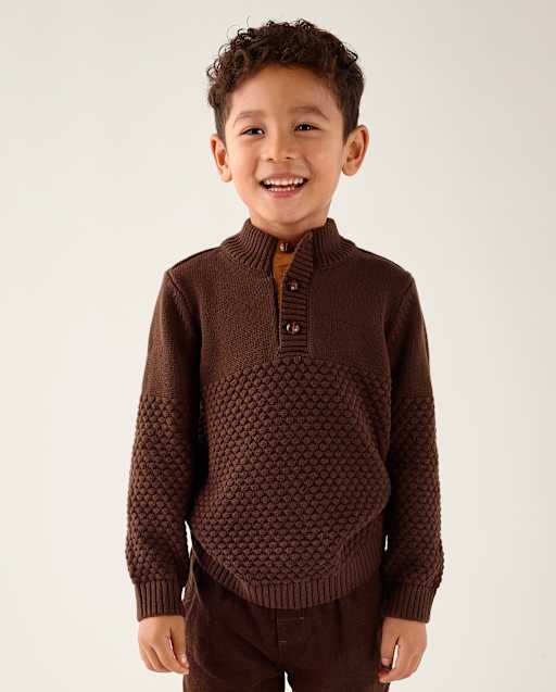 Boys Stitched Mock Neck Sweater - Little Essentials