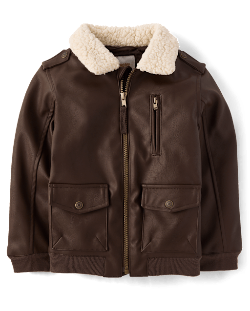 Boys Faux Leather Bomber Jacket - Countryside Manor - lbl_product_image_view_1