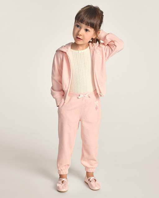 Girls Embroidered Ballet Velour Jogger Pants - Le Petite Ballet