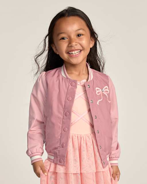 Girls Embellished Ballet Slipper Varsity Jacket - Le Petite Ballet