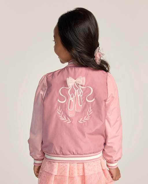 Girls Embellished Ballet Slipper Varsity Jacket - Le Petite Ballet - lbl_product_image_view_2
