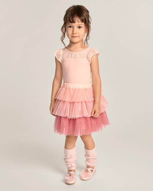 Girls Pleated Tiered Mesh Tutu Skirt - Le Petite Ballet