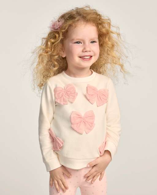 Girls Bow Fleece Sweatshirt - Le Petite Ballet
