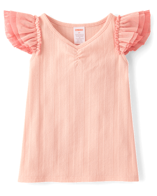 Girls Pointelle Flutter Top - Le Petite Ballet