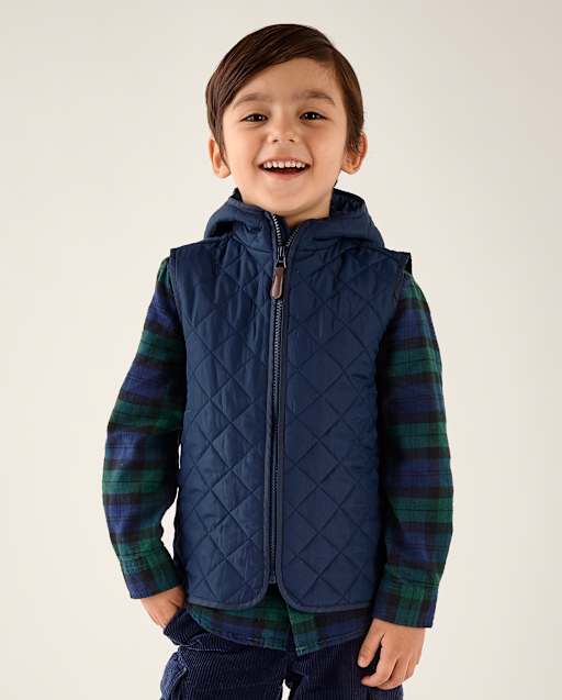 Boys Peacoat With Detachable Hooded Vest - Tartan Remix - view 2