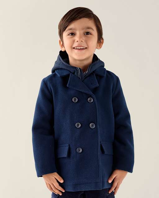 Boys Peacoat With Detachable Hooded Vest - Tartan Remix - view 1