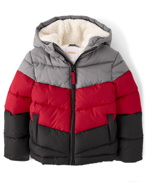 Boys Colorblock Sherpa Lined Puffer Jacket - Aspen Lodge - view 1