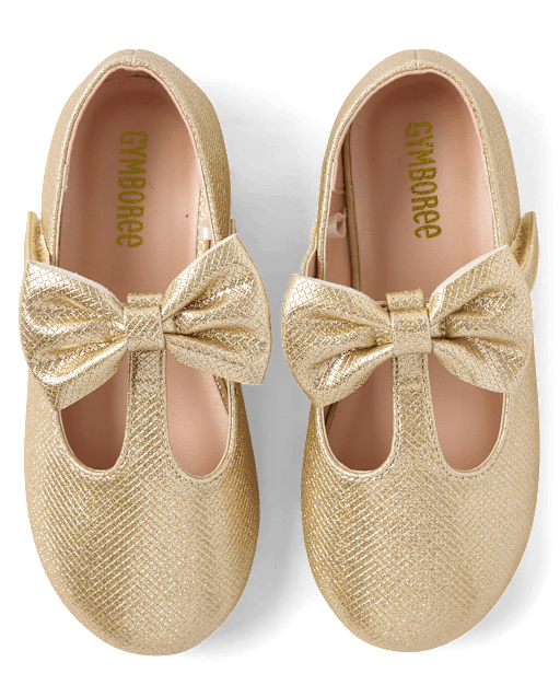 Girls Glitter Bow Ballet Flats - Tartan Remix