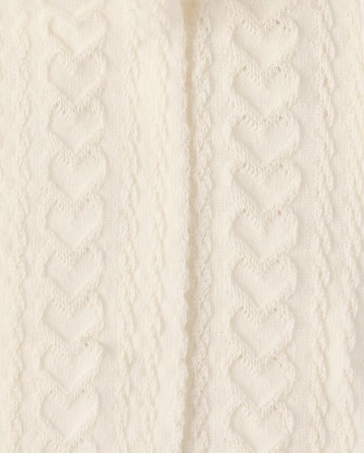 Girls Heart Cable Knit Tights - Little Essentials - view 2