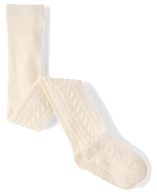 Girls Heart Cable Knit Tights - Little Essentials