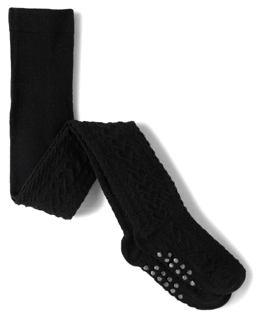 Girls Heart Cable Knit Tights - Little Essentials