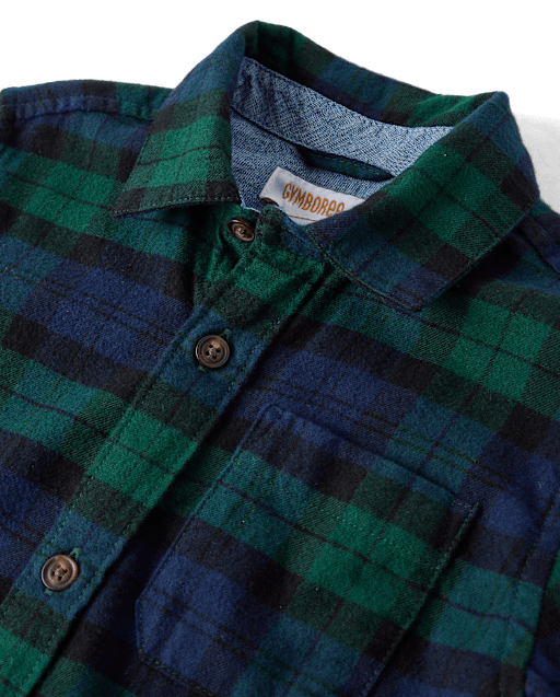 Boys Plaid Flannel Long Sleeve Button Front Woven Shirt - Tartan Remix - view 2