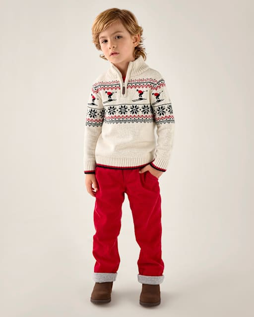 Boys Corduroy Roll Cuff Pull On Pants - Little Essentials