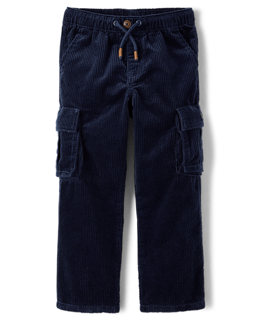Boys Bubble Corduroy Pull On Cargo Pants - Tartan Remix - view 2