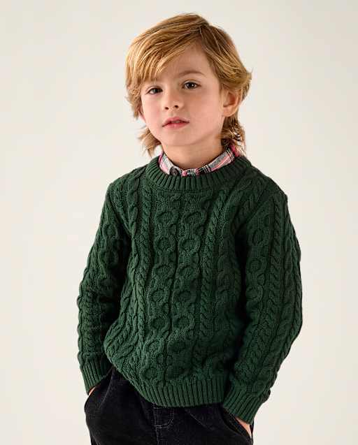 Boys Cable Knit Sweater - Tartan Remix