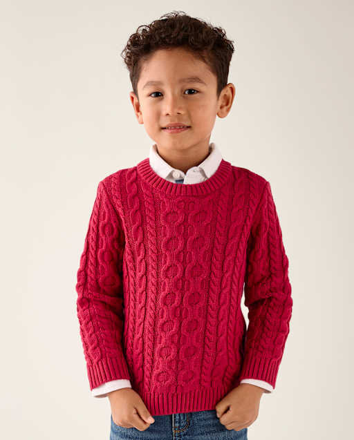 Boys Cable Knit Sweater - Tartan Remix