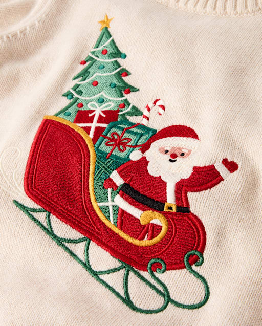 Boys Embroidered Sleigh Sweater - Tartan Remix - view 2