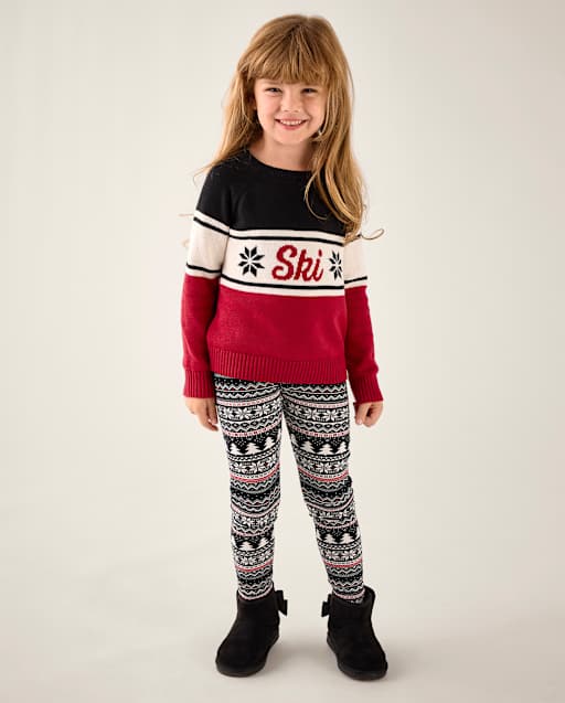 Girls Fairisle Winter Warm Leggings - Aspen Lodge