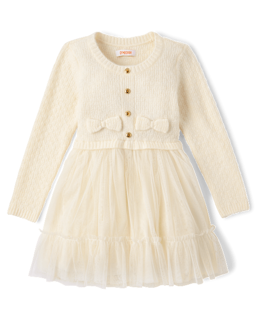 Girls Bow Faux Tweed Tutu Dress - Tartan Remix