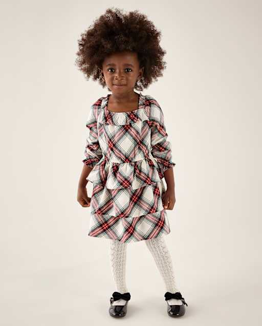 Girls Plaid Flannel Tiered Dress - Tartan Remix - view 1