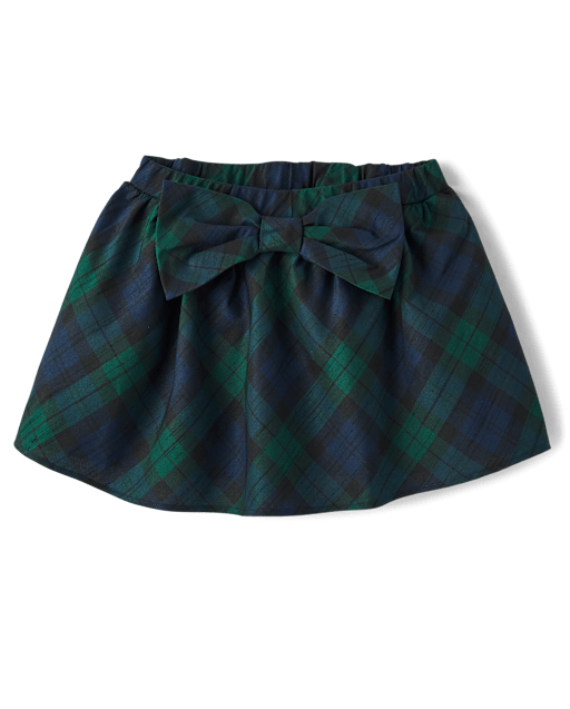 Girls Taffeta Pleated Bow Skirt