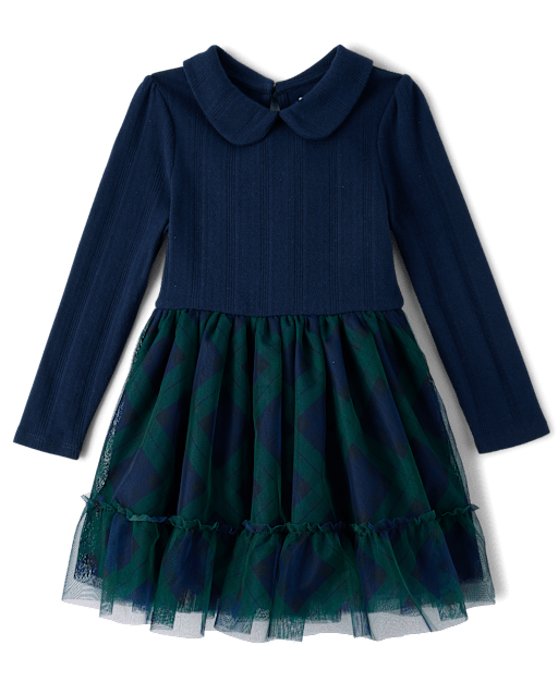 Girls Plaid Pointelle Tutu Dress - Tartan Remix - view 1