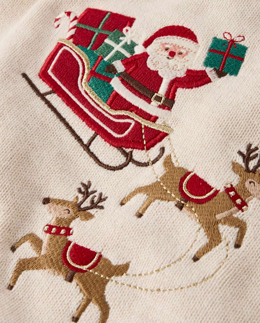 Girls Embroidered Holiday Scene Peplum Sweater Dress - Tartan Remix - view 2