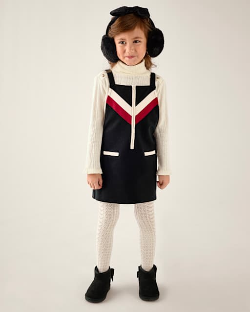 Girls Contrast Striped Ponte Jumper - Aspen Lodge