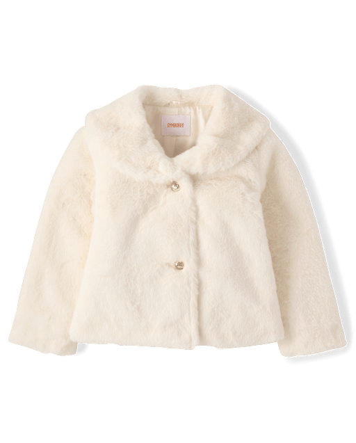 Girls Faux Fur Jacket - Tartan Remix - view 1