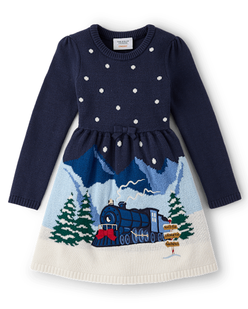 Girls Embroidered Train Sweater Dress - The Polar Express x Gymboree