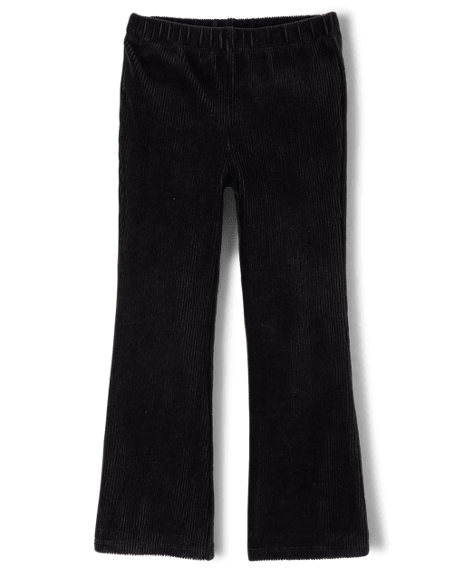 Girls Corded Velour Flare Leggings - Little Essentials
