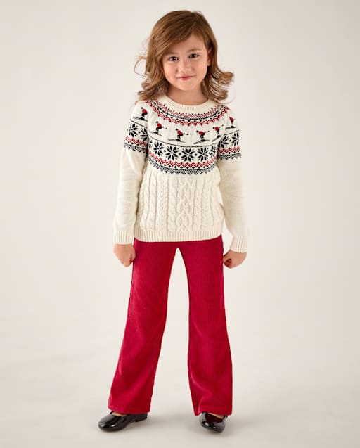 Girls Corded Velour Flare Leggings - Little Essentials