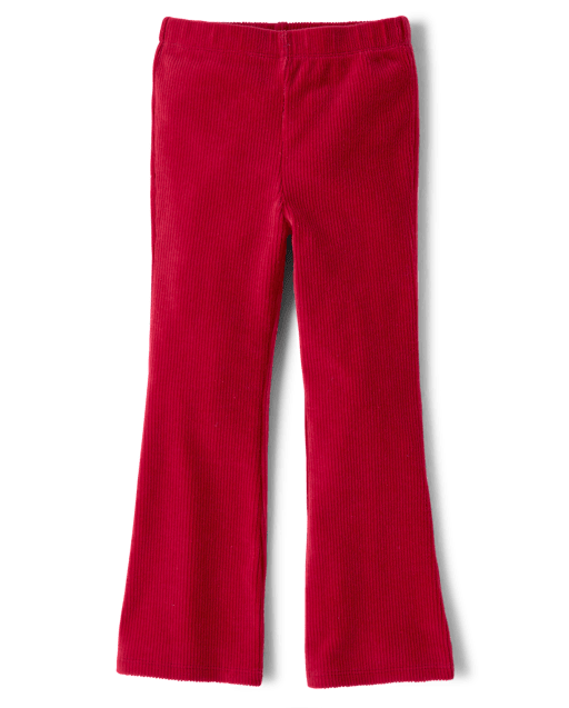 Girls Corded Velour Flare Leggings - Little Essentials