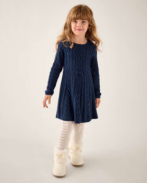 Girls Cable Knit Sweater Dress - Little Essentials