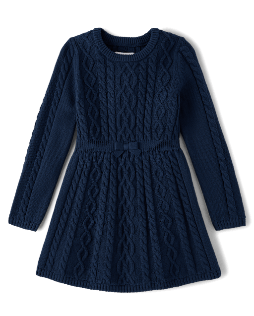 Girls Cable Knit Sweater Dress - Little Essentials - view 1