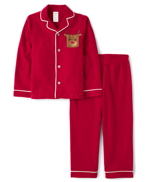 Kids Contrast Flannel Button Front Pajamas - view 1