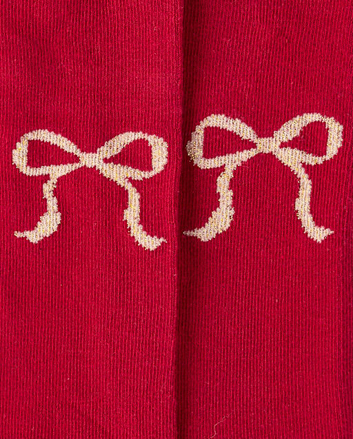 Girls Metallic Bow Tights - Tartan Remix - view 2