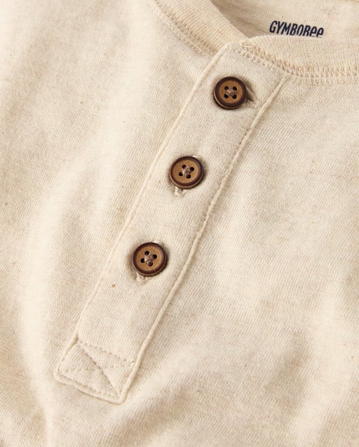 Boys Marled Henley Top - Little Essentials - view 2