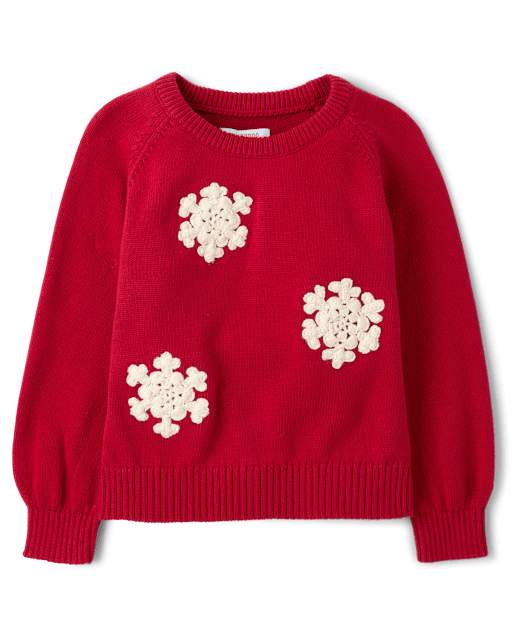 Girls Crochet Snowflake Raglan Sweater - Tartan Remix