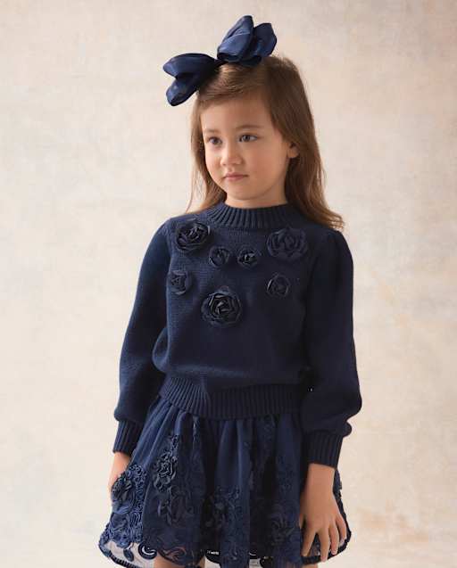 Toddler Girls Rosette Mock Neck Sweater - Marchesa Mini x Gymboree