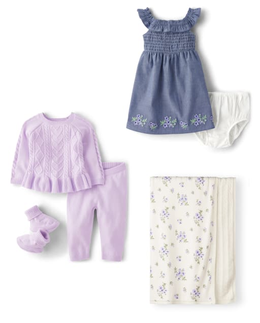 Baby Girls Cozy Floral Gift Set - Homegrown by Gymboree Collection