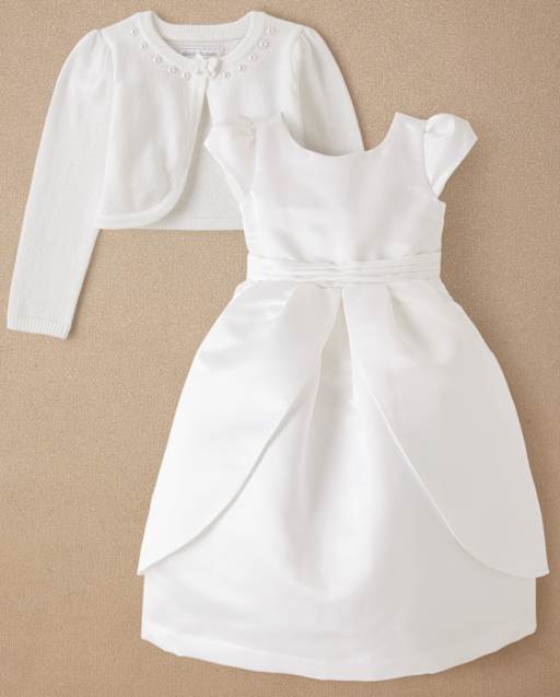 Conjunto de 2 piezas de vestido de satén para niñas - All Dressed Up