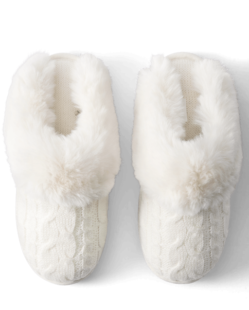 Womens Cable Knit Slide Slippers