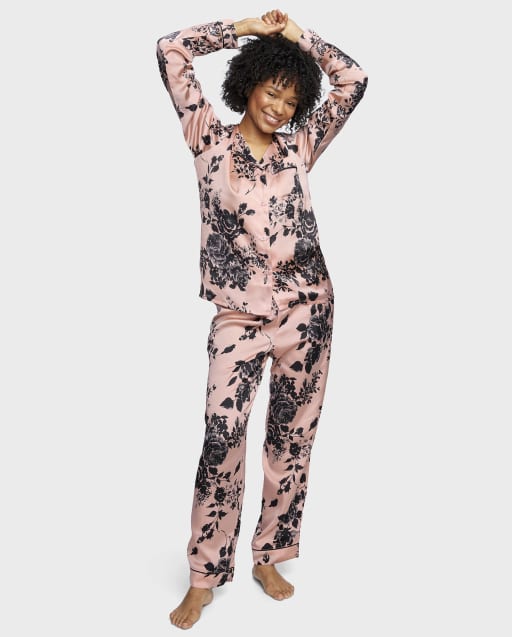 Womens Print Satin Pajamas